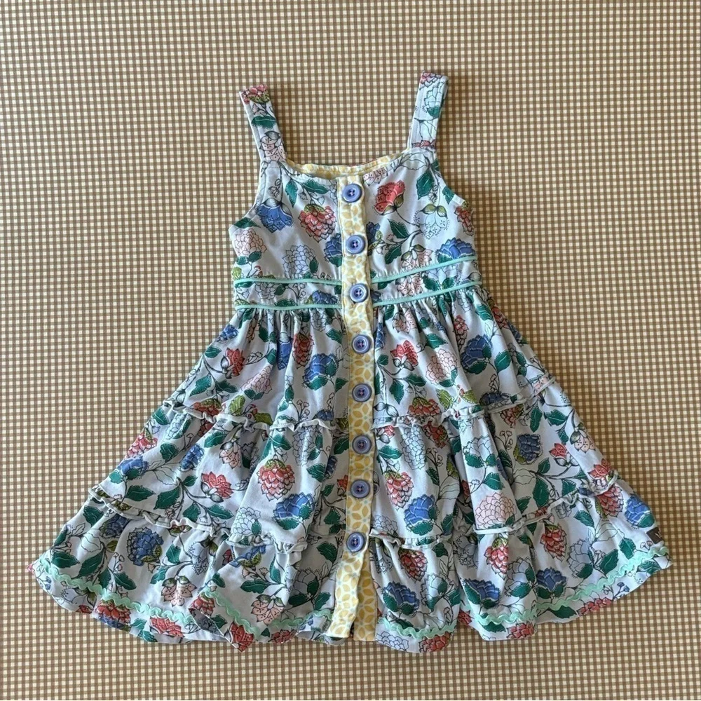 Matilda Jane Floral Ruffles dress‎ with front buttons. Size 4